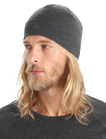 Men's Icebreaker Unisex Merino Chase Beanie Hats Jet Heather | CA 1849MQZA